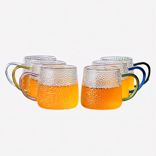 KAIROS Premium Classic Borosilicate Glass Cups – 6 Piece Set, 350ml | Heat-Resistant Elegance | For Sophisticated Hot & Cold Drinks | Stylish & Durable Design