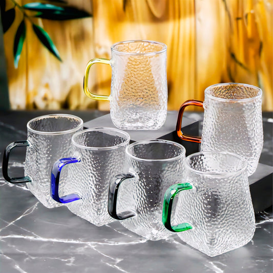 KAIROS Premium Borosilicate Glass Cup Set of 6 – 300ml | Transparent Cups for Hot & Cold Beverages | Elegant, Durable Dinnerware for Daily use
