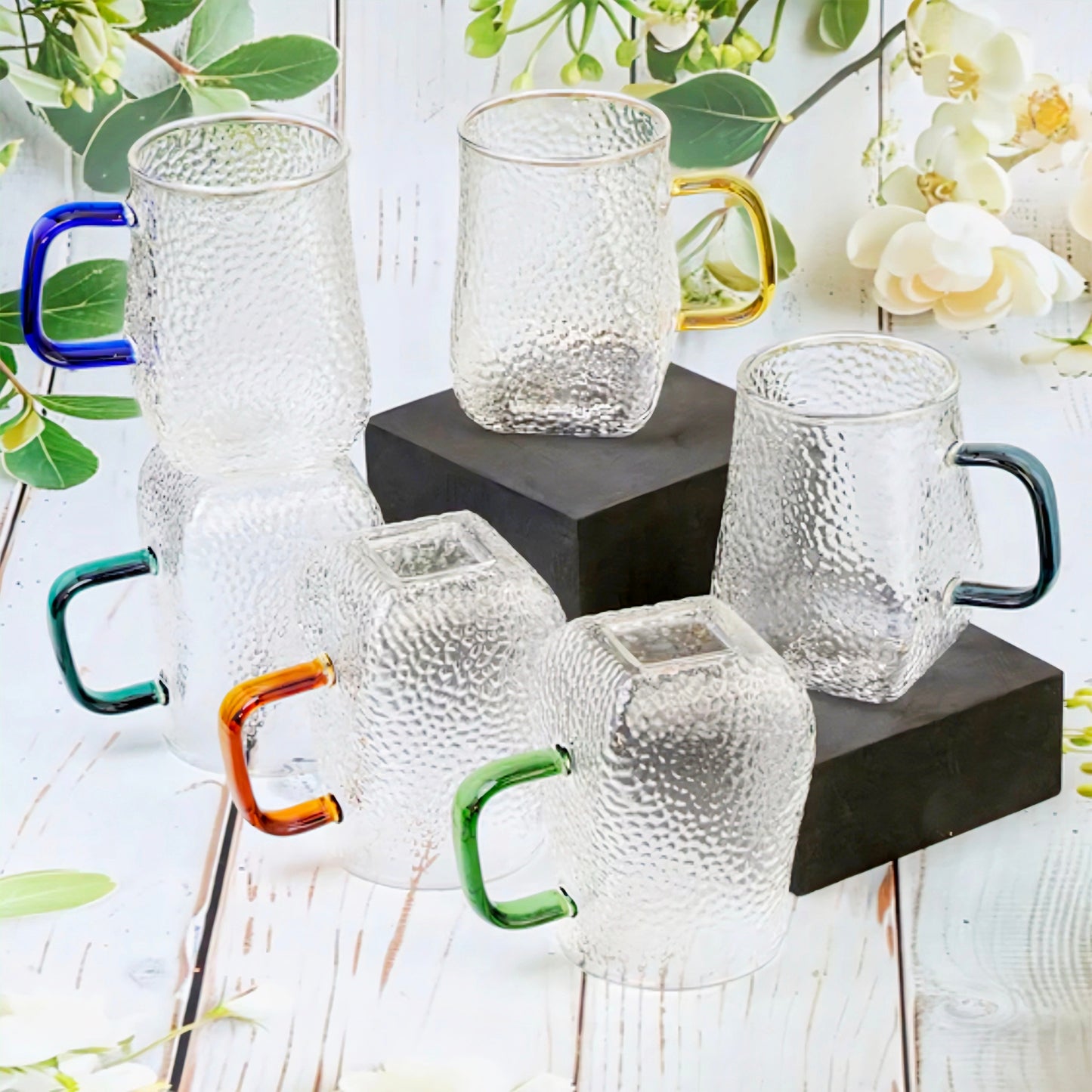 KAIROS Premium Borosilicate Glass Cup Set of 6 – 300ml | Transparent Cups for Hot & Cold Beverages | Elegant, Durable Dinnerware for Daily use