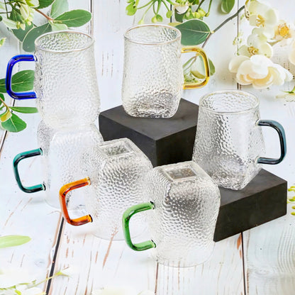 KAIROS Premium Borosilicate Glass Cup Set of 6 – 300ml | Transparent Cups for Hot & Cold Beverages | Elegant, Durable Dinnerware for Daily use