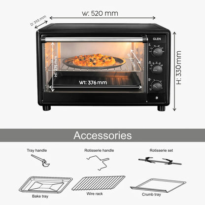 GLEN  35L Oven Toaster Griller (OTG) | Convection Fan & motorized Rotisserie |  2100W OTG – Black (SA5035BLRC)