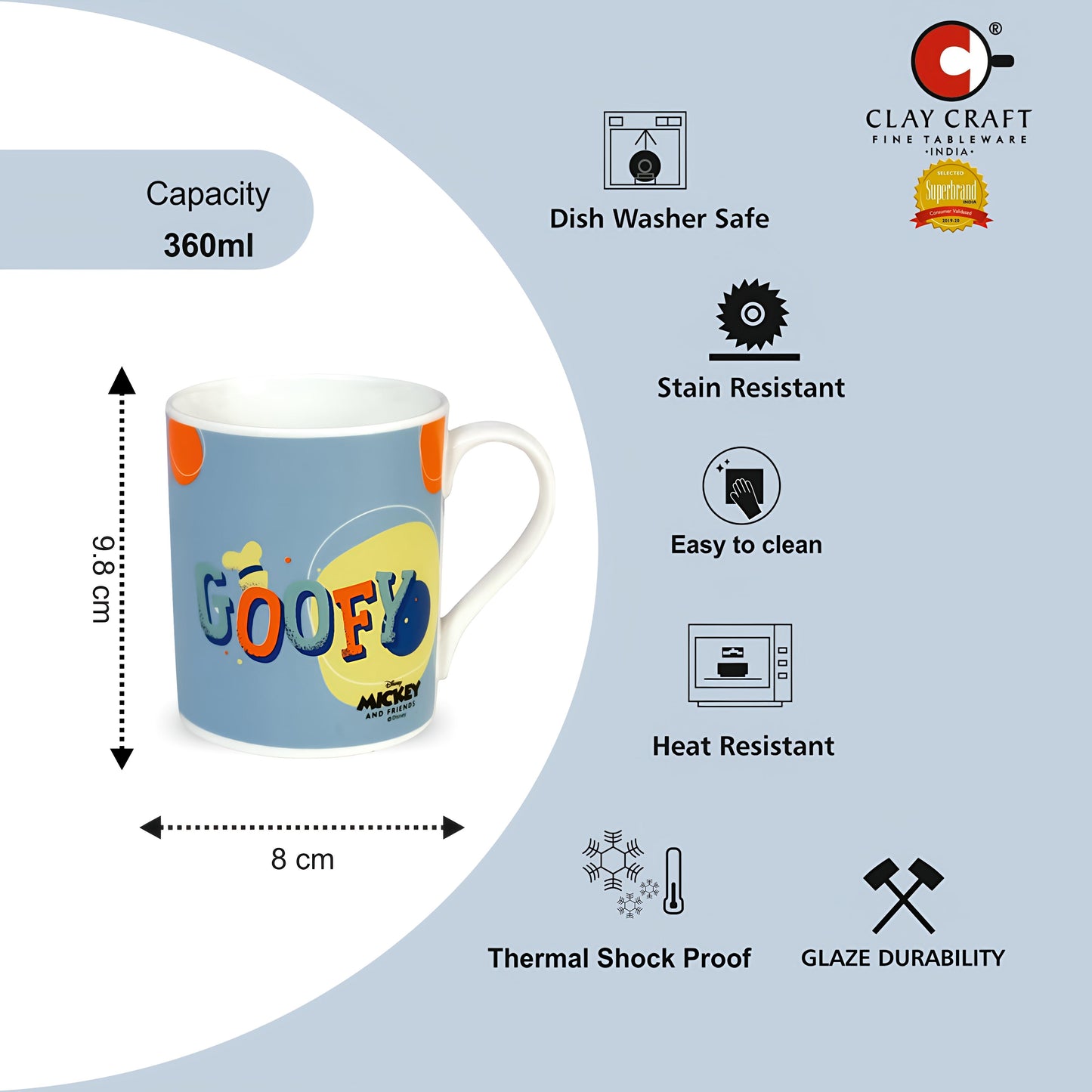 Claycraft Disney's Goofy Coffee & Milk Mug 1 Piece (360ml)