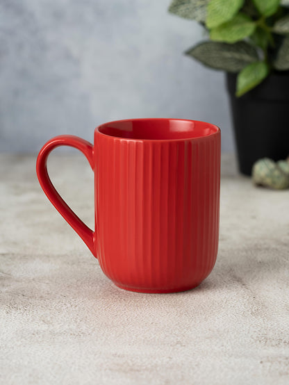 Claycraft Linea Pebble Red Coffee/ Milk Mug, 1 Piece (360 ml)