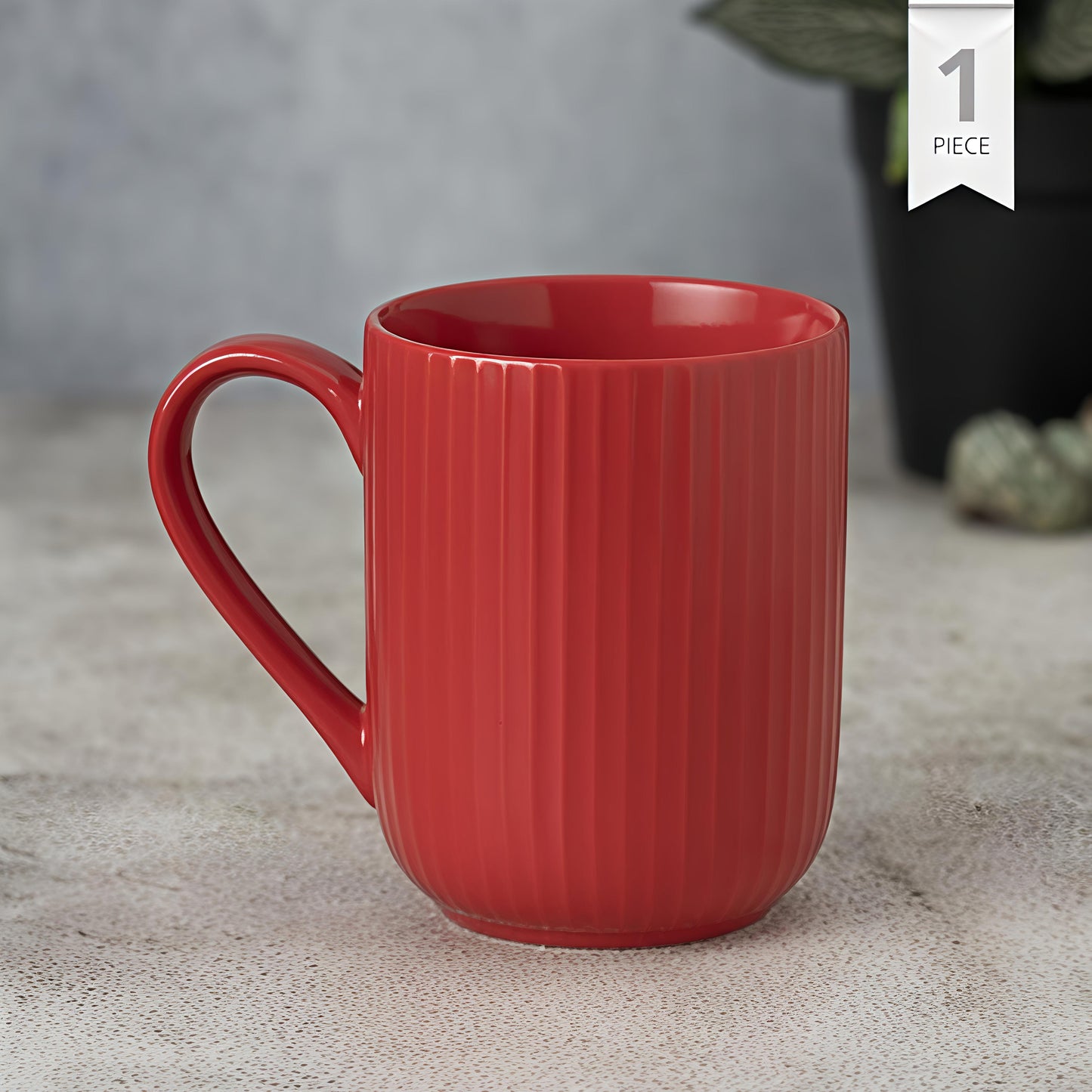 Claycraft Linea Pebble Red Coffee/ Milk Mug, 1 Piece (360 ml)