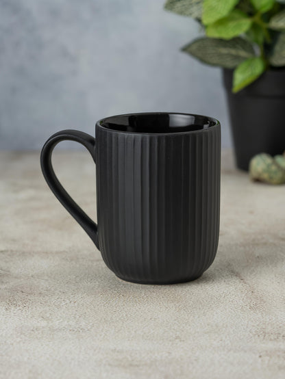 Claycraft Linea Pebble Black Coffee/ Milk Mug, 1 Piece (360 ml)