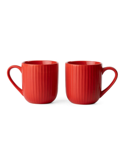 Claycraft Linea Pebble Red Coffee & Tea Mugs Set of 6 (250 ml)