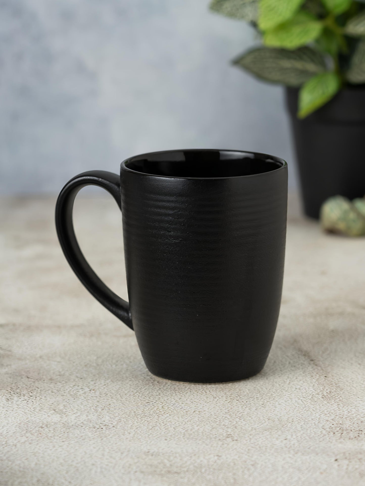 Claycraft Horizon Pebble Black Coffee/ Milk Mug, 1 Piece (360 ml)