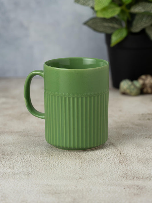 Claycraft Crimson Matte Pebble Green Coffee/ Milk Mug, 1 Piece (350 ml)