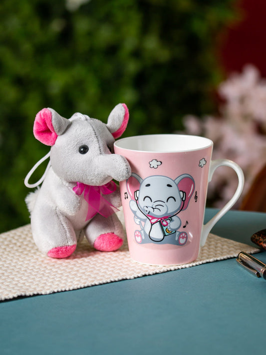Claycraft Zing Elephant Coffee & Milk Mug with Toy, 1 Piece (340ml)