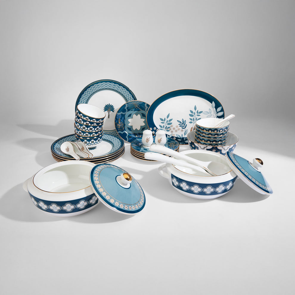 Claycraft India Circus Oceanic Opulence Georgian Dinner Set - 40 Pieces Dinner Set