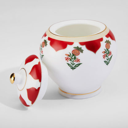 Claycraft India Circus Blushed Orchard Olive Ceramic Tea Set | 22k Gold Accents | Cup (150 ml), Teapot (1.3 Ltr), Sugar Pot (190 ml), Milk Pot (200 ml)