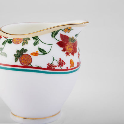 Claycraft India Circus Blushed Orchard Olive Ceramic Tea Set | 22k Gold Accents | Cup (150 ml), Teapot (1.3 Ltr), Sugar Pot (190 ml), Milk Pot (200 ml)