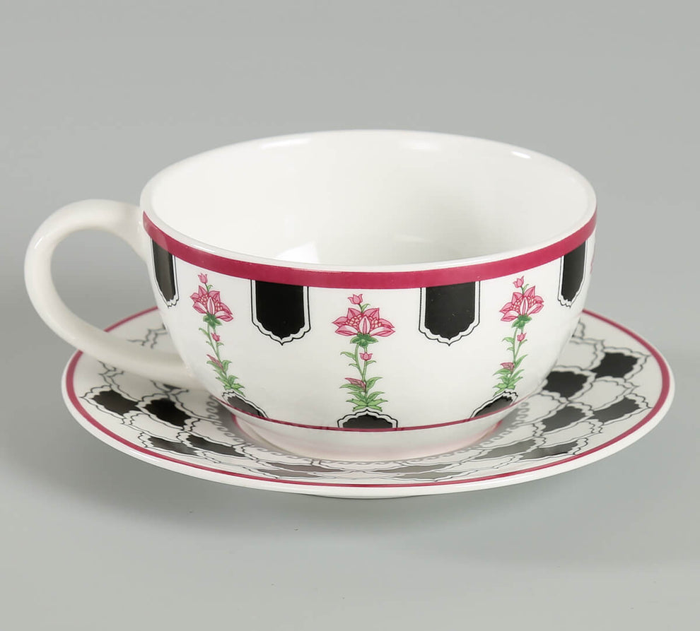 Claycraft India Circus Black Garden Tea for One Set of 3 (1 Teapot, 1 Cup and 1 Saucer)