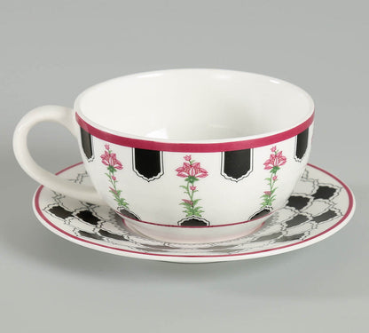 Claycraft India Circus Black Garden Tea for One Set of 3 (1 Teapot, 1 Cup and 1 Saucer)