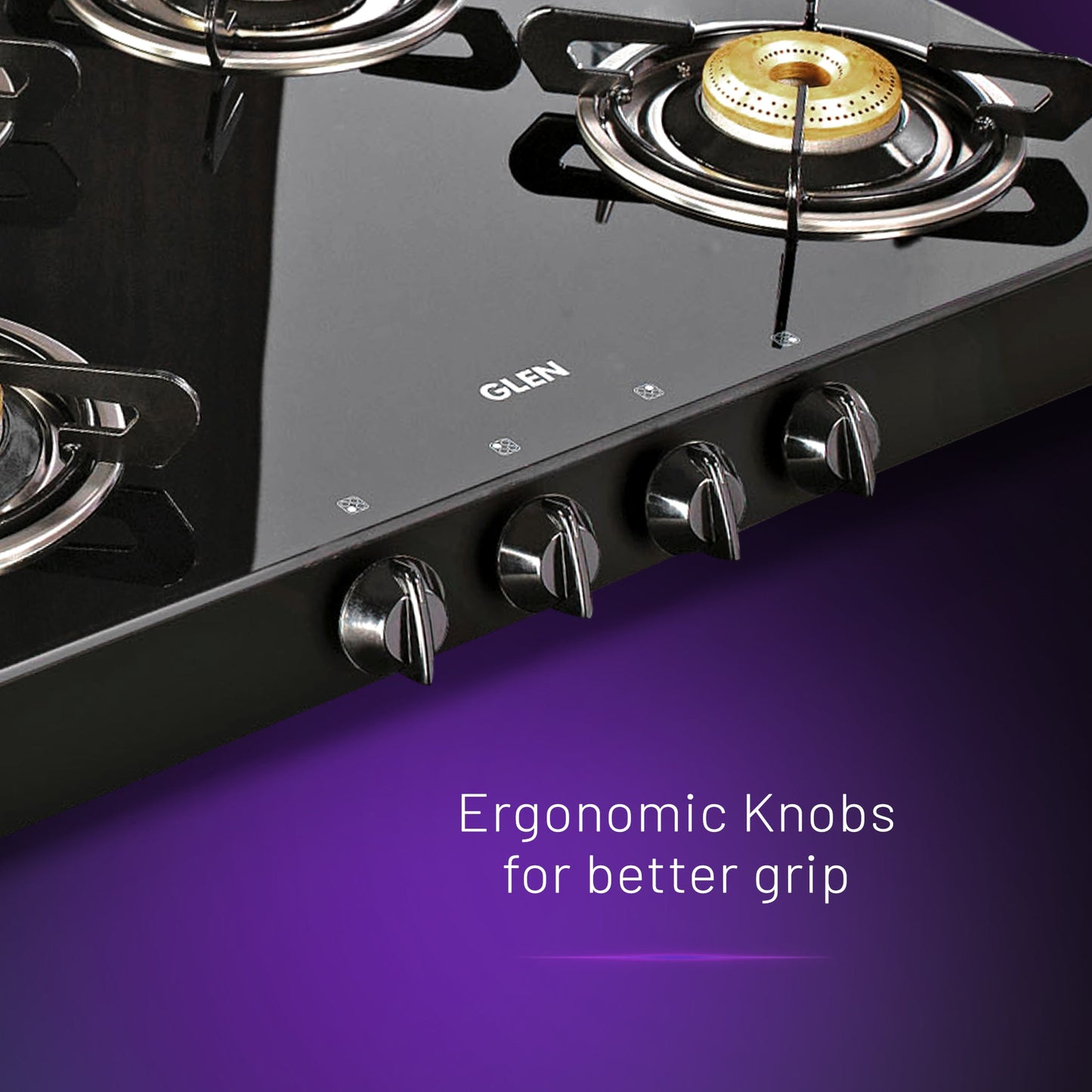 4 Burner Glass Gas Stove with High Flame Brass Burner - Manual/Auto Ignition (1048GT)