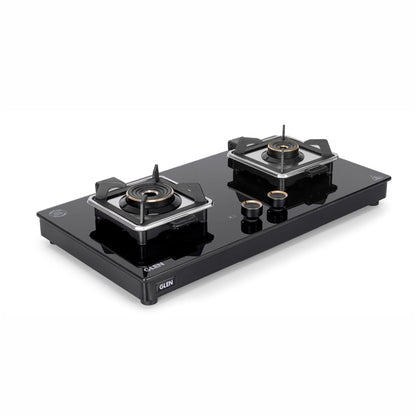 GLEN 2 Burner Swift Glass Gas Stove with Multi Ring Forged Brass Burners (CT1022GTBLSWIFT)