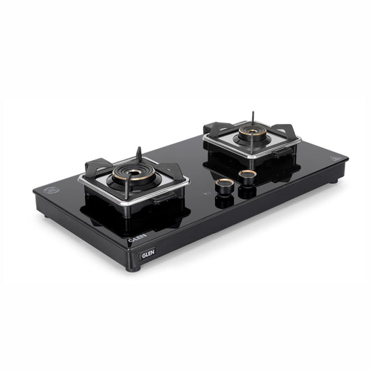 GLEN 2 Burner Swift Glass Gas Stove with Multi Ring Forged Brass Burners (CT1022GTBLSWIFT)