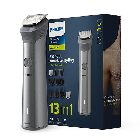 PHILIPS Series 7000 Multigroom Trimmer Skin Safe Grooming for Private Parts I 13 in 1 , Twin Trim All Metal Steel Blades , 120 min Runtime (MG5930/65)