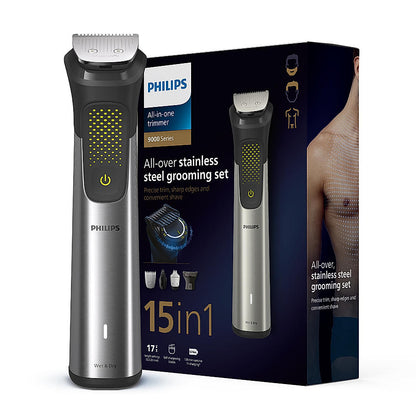 PHILIPS Series 9000 15 in 1 Pro Kit Face, Body & Private Parts | Premium All Metal Body | 120 mins. runtime (MG9551/65)