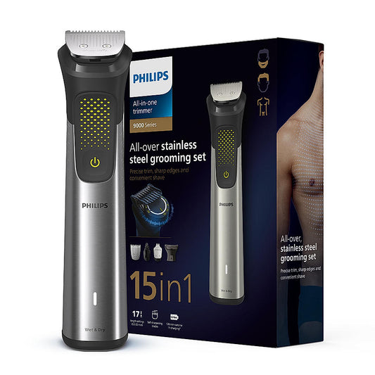 PHILIPS Series 9000 15 in 1 Pro Kit Face, Body & Private Parts | Premium All Metal Body | 120 mins. runtime (MG9551/65)