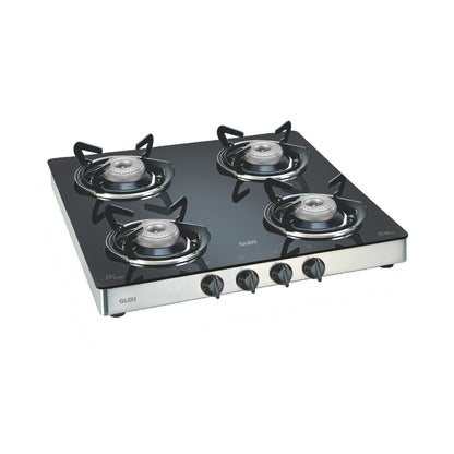 4 Burner Glass Gas Stove with Aluminium Alloy Burners (1043 GT AL)