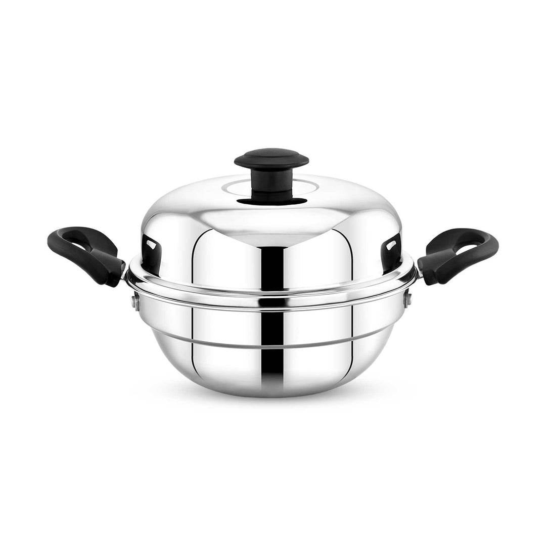 Maxima Triply Stainless Steel Multi Kadai, 20cm (Induction Friendly)
