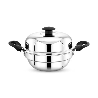 Maxima Triply Stainless Steel Multi Kadai, 20cm (Induction Friendly)