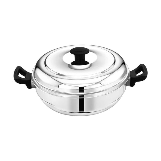 Maxima Triply Stainless Steel Multi Kadai, 28cm (Induction Friendly)