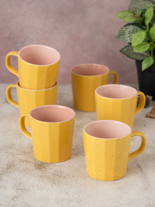 Claycraft Modern Elegance Armada Pebble Dual Tone Coffee & Tea Mugs Set of 6 (240 ml)