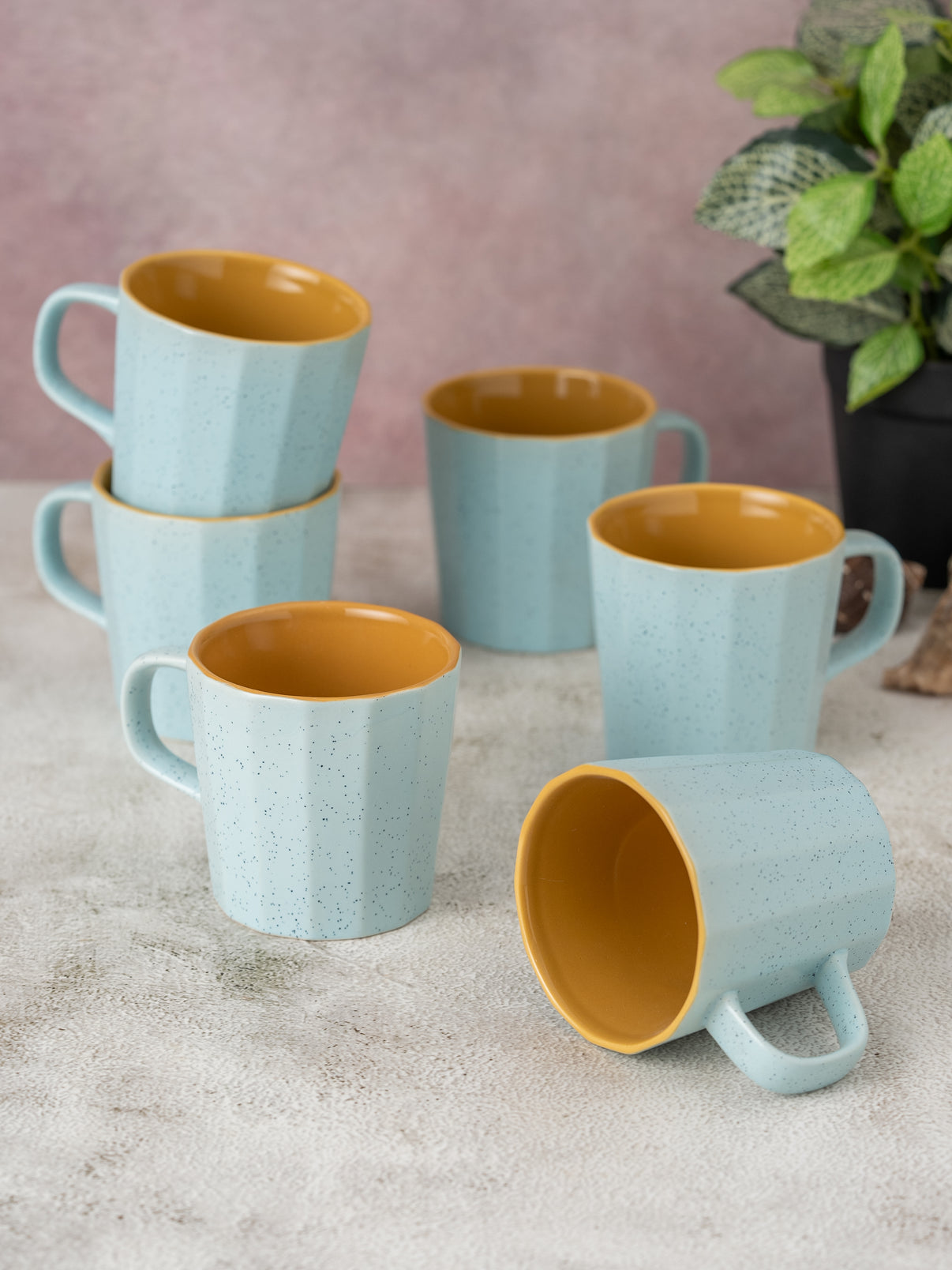 Claycraft Dual Tone Armada Pebble Coffee & Tea Mugs Set of 6 (240 ml)