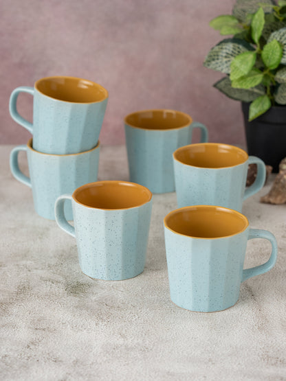 Claycraft Dual Tone Armada Pebble Coffee & Tea Mugs Set of 6 (240 ml)