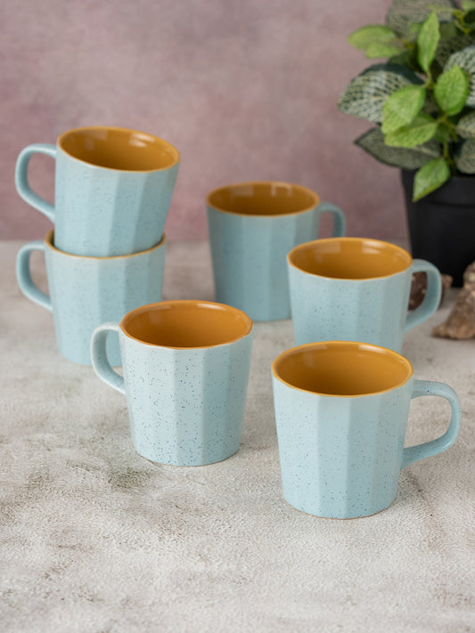 Claycraft Dual Tone Armada Pebble Coffee & Tea Mugs Set of 6 (240 ml)