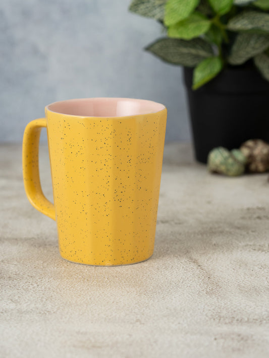 Claycraft Armada Pebble Dual Tone Matte Mustard & Pink Coffee/ Milk Mug, 1 Piece (320 ml)