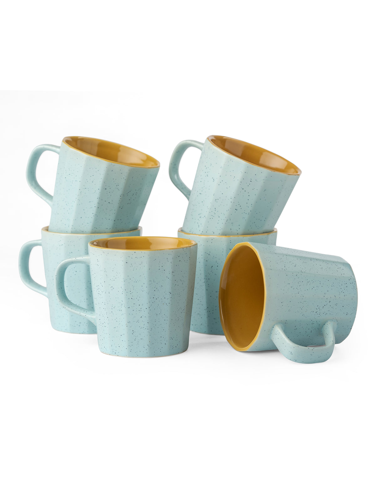 Claycraft Dual Tone Armada Pebble Coffee & Tea Mugs Set of 6 (240 ml)