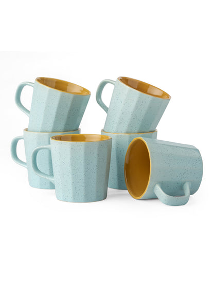 Claycraft Dual Tone Armada Pebble Coffee & Tea Mugs Set of 6 (240 ml)