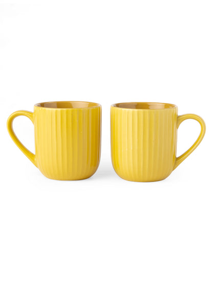 Claycraft Linea Pebble Mustard Coffee & Tea Mugs Set of 6 (250 ml)