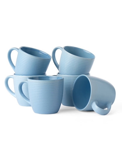 Claycraft Horizon Pebble Light Blue Coffee & Tea Mugs Set of 6 (210 ml)