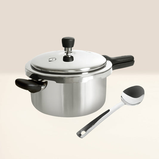 MEYER Presta Pressure Cooker+Serving Spoon Tri-ply cookware 2-Piece Set (5.5L)