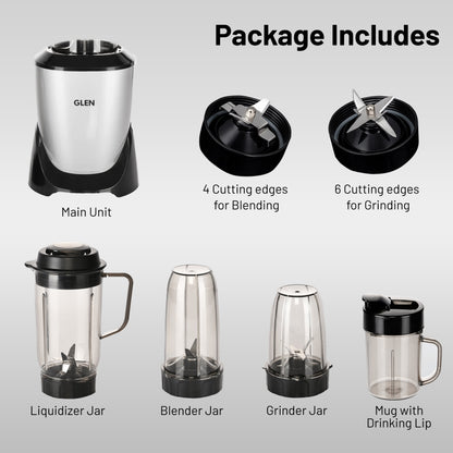 GLEN Active Blender Ultra Tuff Plus, 900W with 4 Unbreakable Transparent Jars (SA4048UTPLUS)