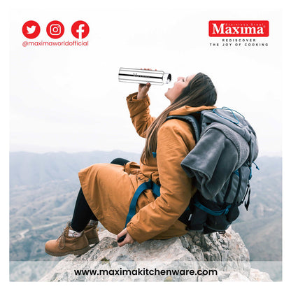 Maxima Primo Stainless Steel Water Bottle Matte Finish (Available in 3 Sizes)