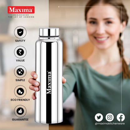 Maxima Primo Stainless Steel Water Bottle Matte Finish (Available in 3 Sizes)