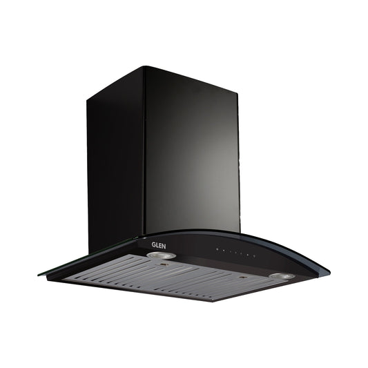 Auto Clean Wall Mounted Curved Glass Kitchen Chimney with Touch Control 60cm 1200 m3/h - Black (6024 BL)
