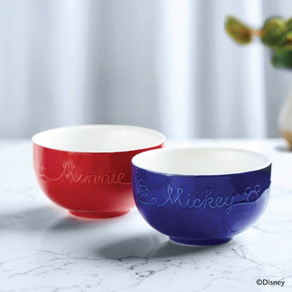 Meyer Disney Bon Voyage Ceramic Ramen Bowl Set of 2, (1 L Each) (Red and Blue)