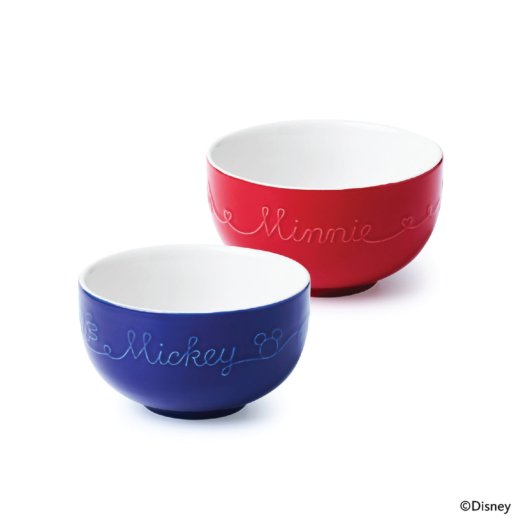 Meyer Disney Bon Voyage Ceramic Ramen Bowl Set of 2, (1 L Each) (Red and Blue)
