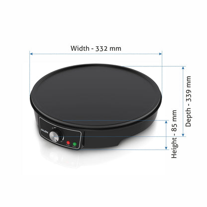 Electric Dosa Maker makes Crepe, Chilla 30CM Non-Stick Cooking Plate, Temperature Control - Black (3038)