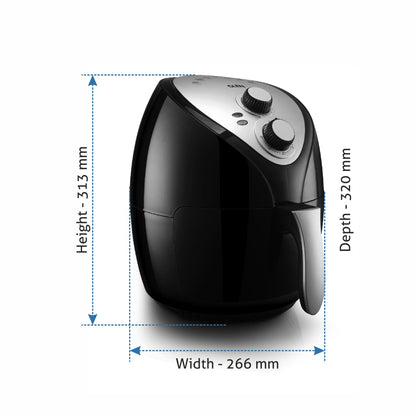 Electric Rapid Air Fryer 2.8 Litres, 1300W, Temperature Control -Black (3041BL)