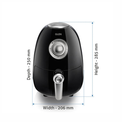 Electric Mini Air Fryer 2 Litres, 800W, Preset Temperature Ccontrol -Black & Silver (3045)