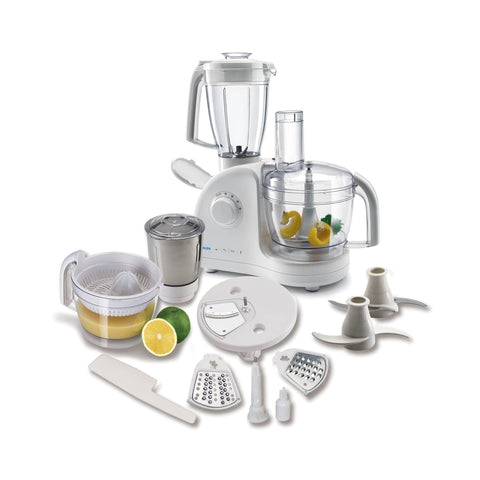 Food Processor Complete Kitchen Machine 700W b� 2 Jars, Citrus Juicer 3 SS Disc Blades -White (4052LX)