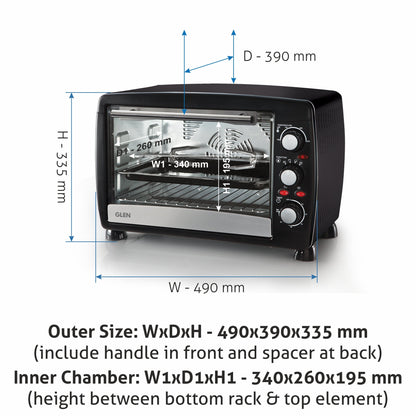 Oven Toaster Griller (OTG) -30 Litres,  Full Back Convection, Motorized Rotisserie, 1500W Power - Black (5030RC)