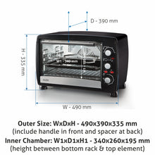 Oven Toaster Griller (OTG) -30 Litres,  Full Back Convection, Motorized Rotisserie, 1500W Power - Black (5030RC)